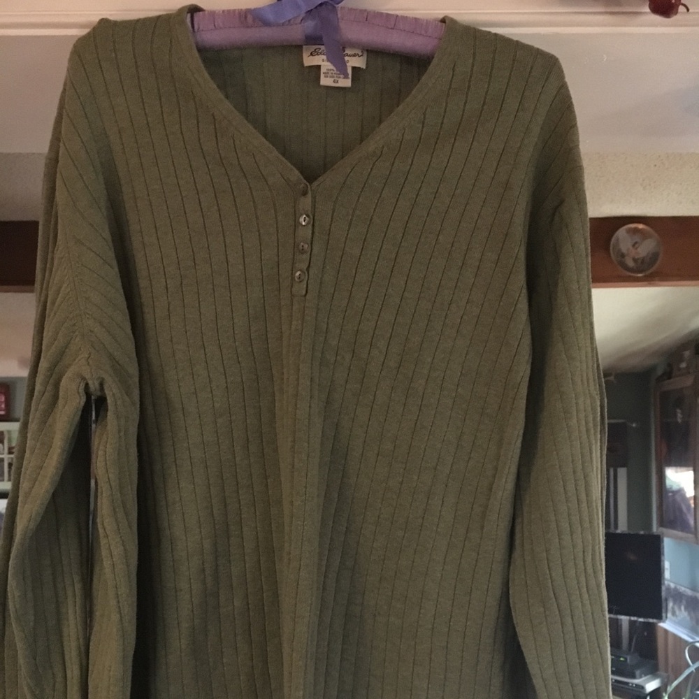 Eddie Bower plus size button front v neck sweater